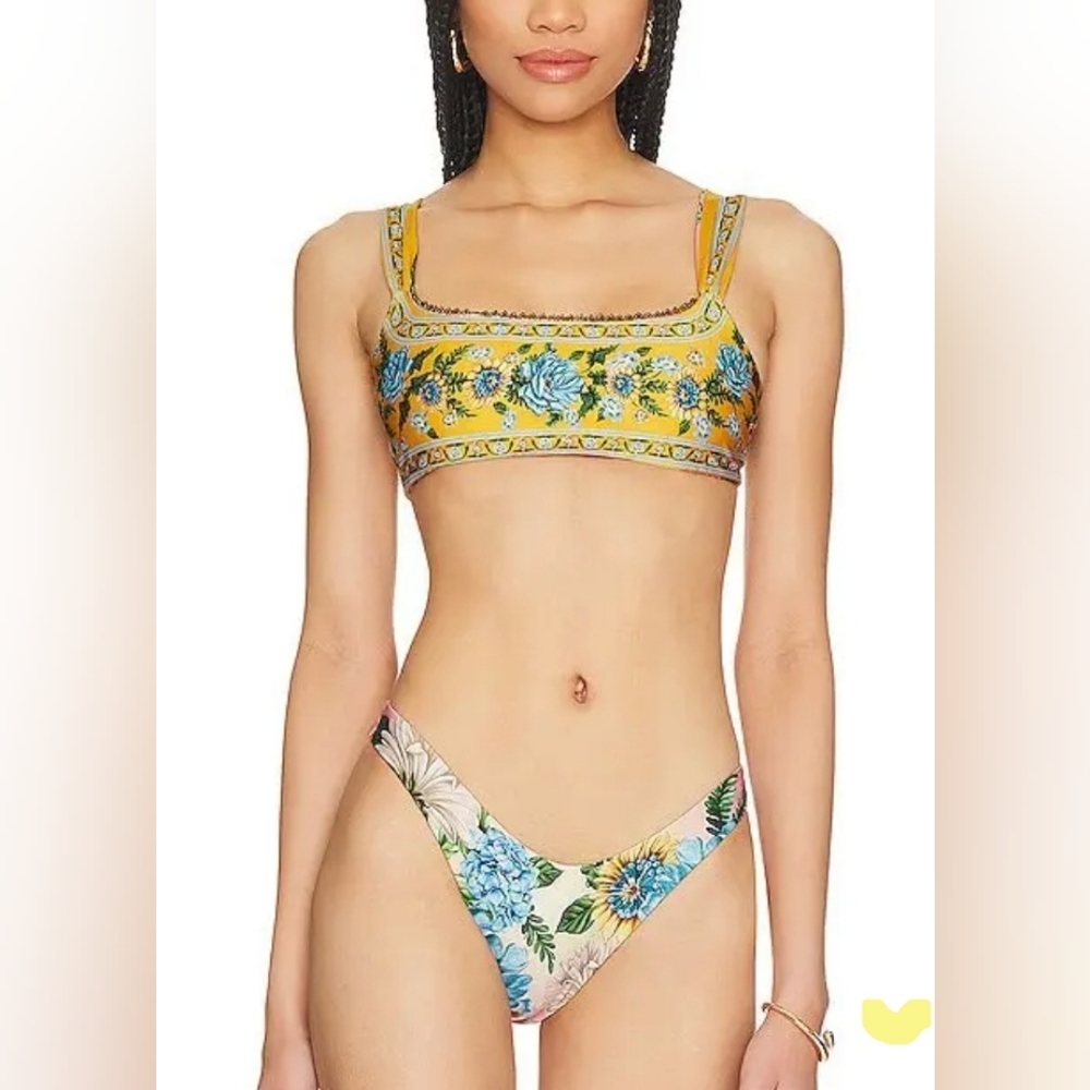 NWT! Agua Bendita Sele Reversible Bikini Top in Yellow - Picture 2 of 8